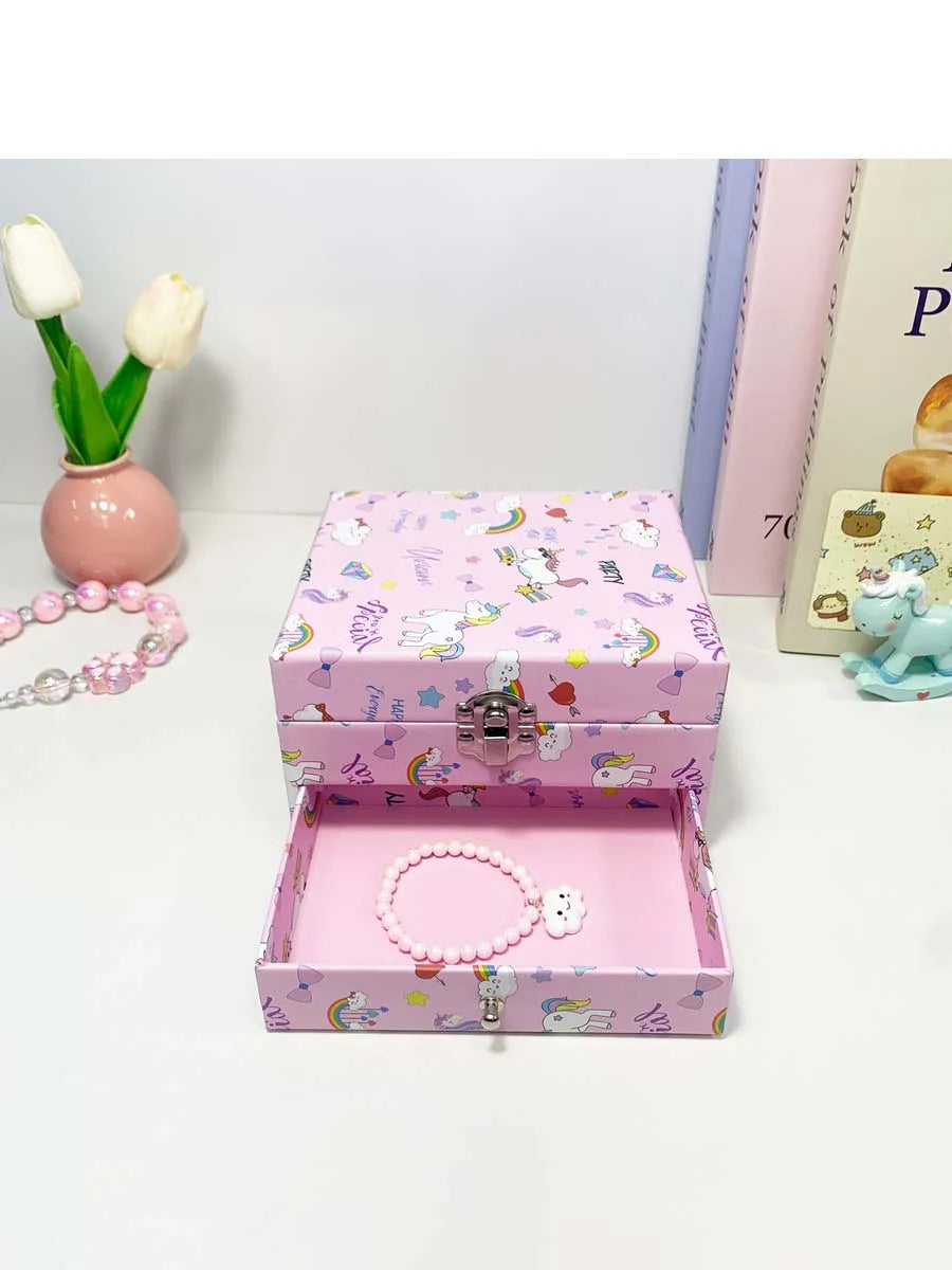 1pc Music Box with Drawer Mirror Rotating Ballet Dancer and pink pony Jewelry Storage for Ring Necklaces Bracelets Birthday Gift