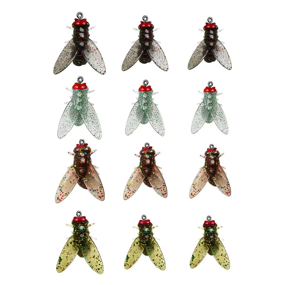 20Pcs/Box Mini Bionic Fly Fishing Bait Fly Hook Soft Bait Add Fish Attractant Fishing Gear For Salmon Trout Fishing Accessories