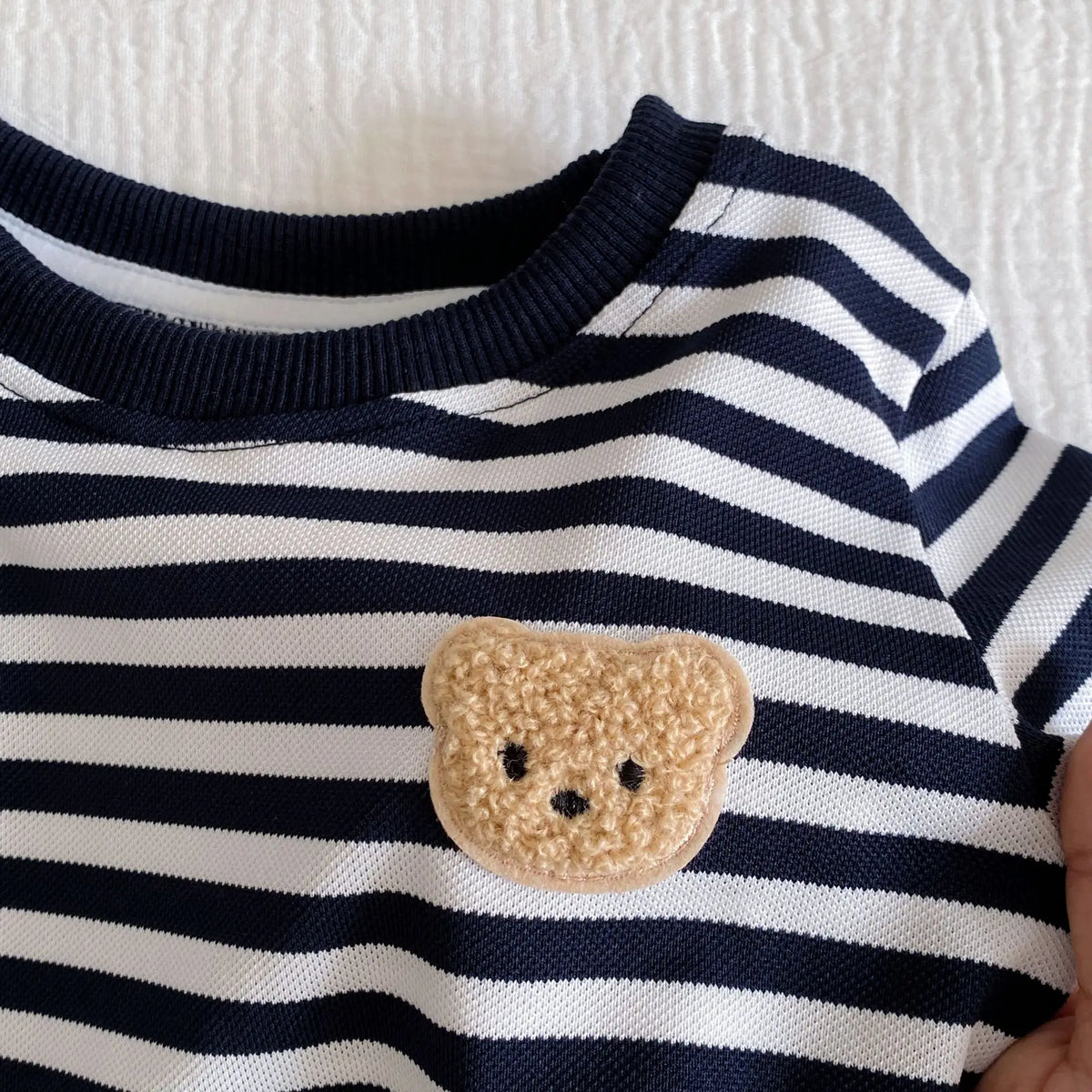 2025 Autumn New Baby Loose Striped Clothes Set Infant Boy Cute Bear Tops + Pants 2pcs Suit Long Sleeve Toddler Outfits