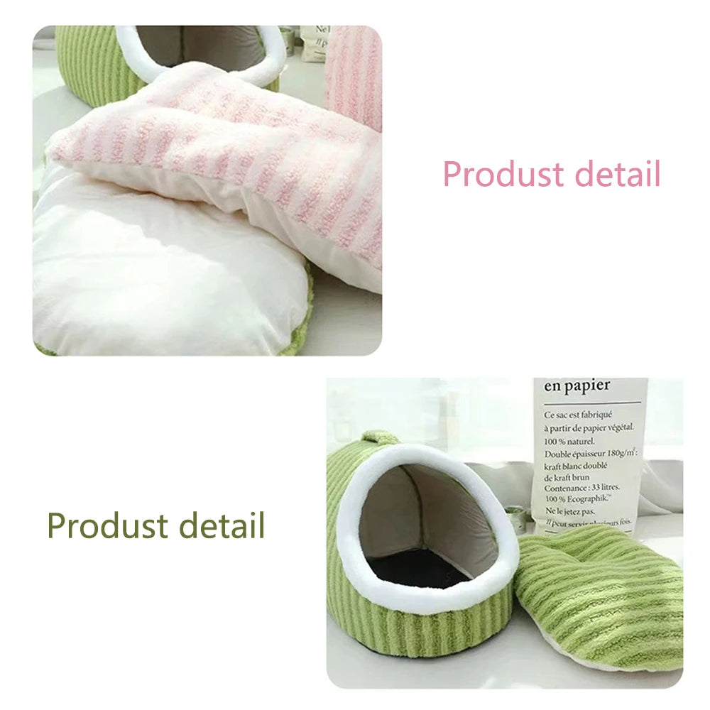 Fashion Warm Thick Sponge Dog Kennel Cat Nest Striped Slipper Design Pet Bed Cozy Comfortable Washable Pet Sleeping Mat