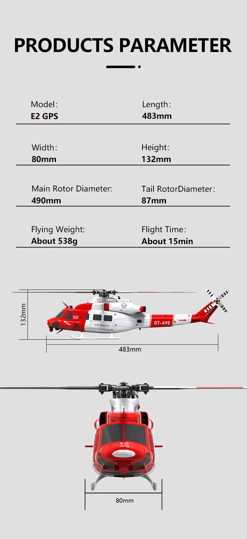 2025 New 1:35 Goosky E2 Remote-Controlled Helicopter Gps Intelligent Drone Resembling Real Uh-1y Helicopter