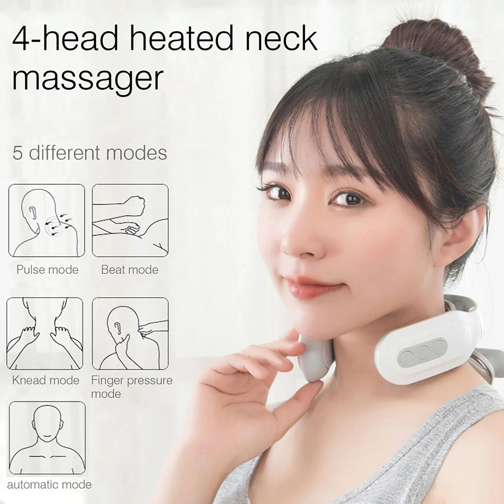 4-head Cervical Massager with Heat Electric Neck Massager Relaxation Gifts for Women Men Dad Mom