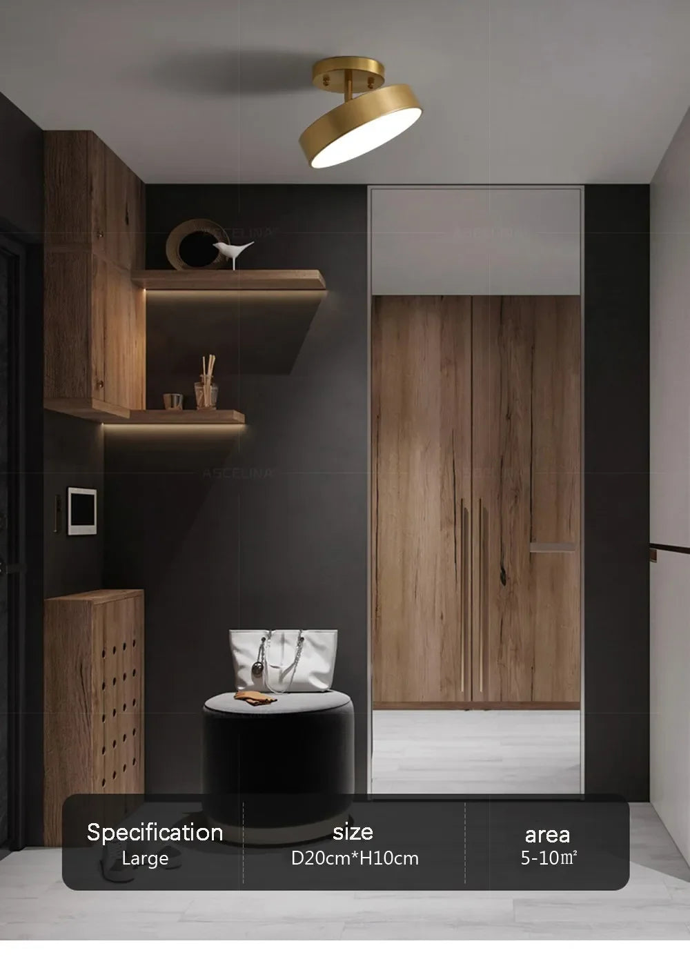 Modern LED Ceiling Light Aisle Lighting Lamps Corridor Stairs Balcony Corner Round Black Copper LED Home Decor Fixtures Lustre