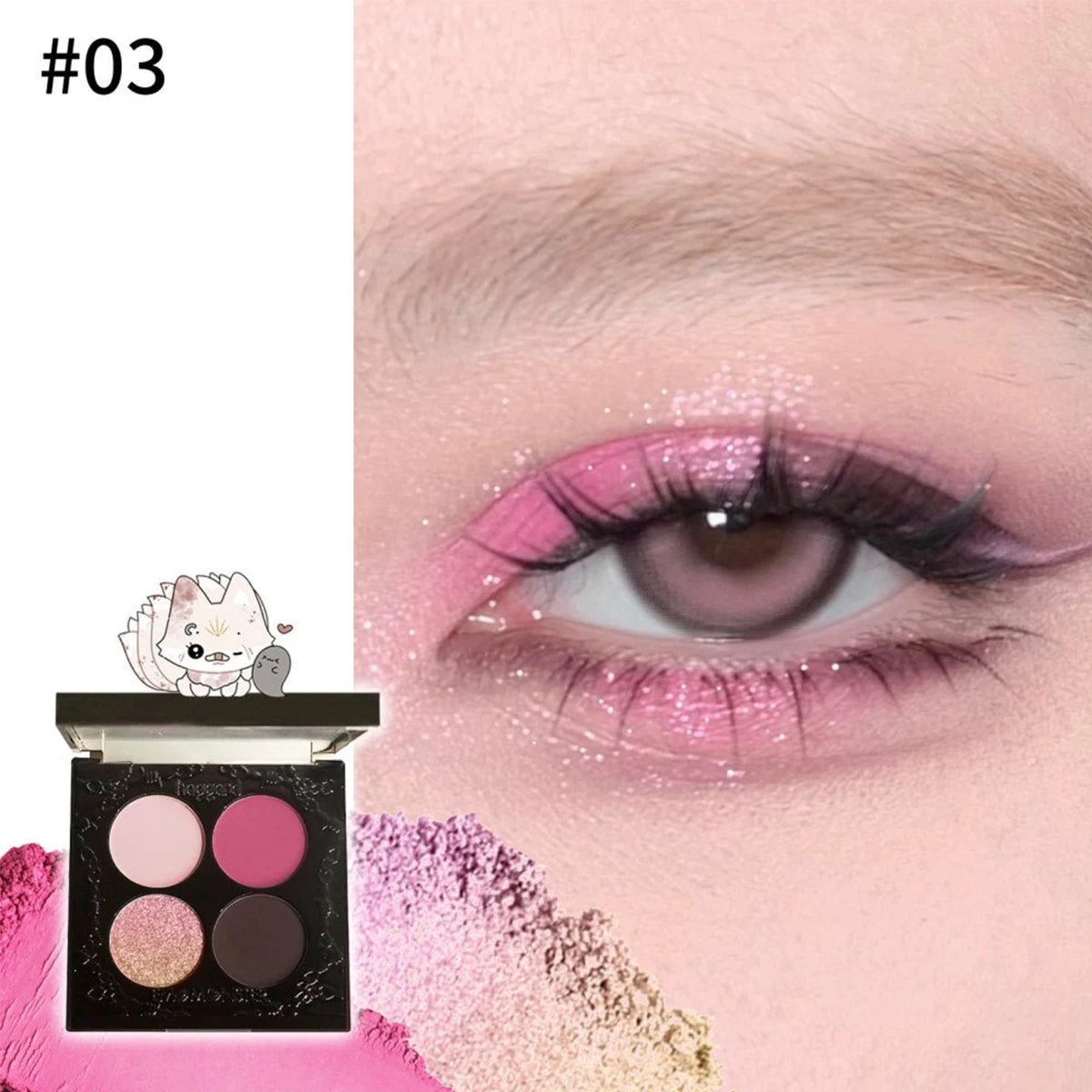 Haggard  Emo Monster Series Four-Color Eyeshadow Palette,Long-Lasting Pigmentation,User-Friendly,Multi-Texture Combination,Party