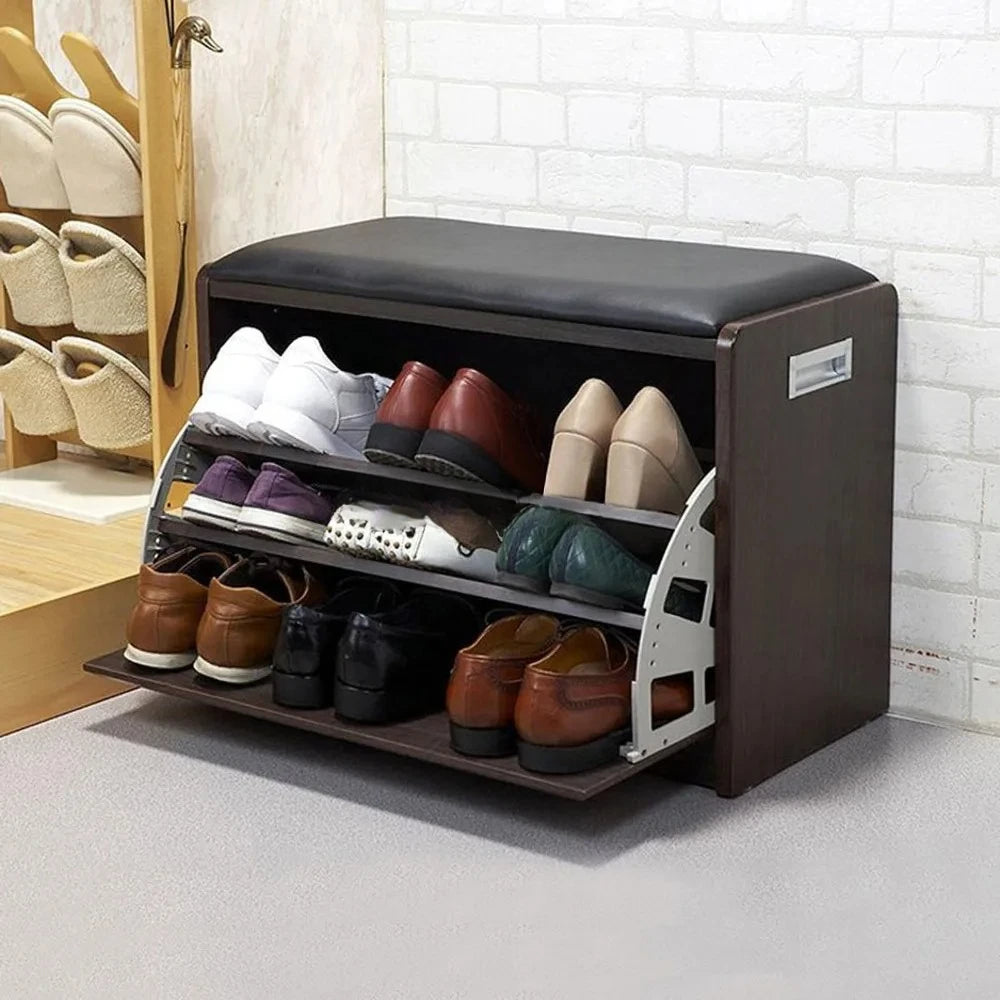 Shoe cabinet, closet, wooden Ottoman bench