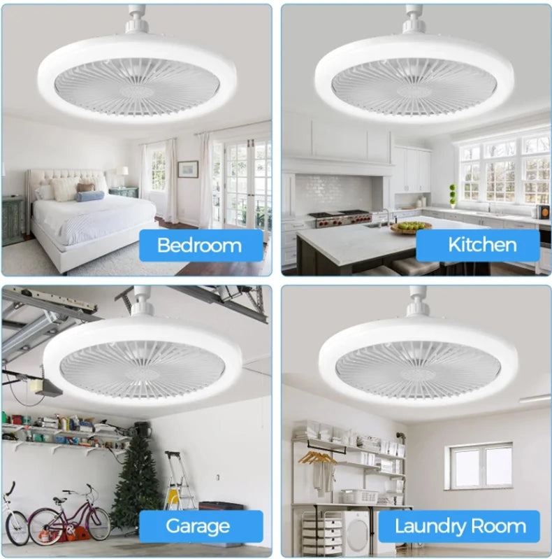 Modern 25cm Ceiling Fans With LED Lights Silent E27 Smart Bedroom Kitchen Electric Fan Lamps Room Decor AC95-260V