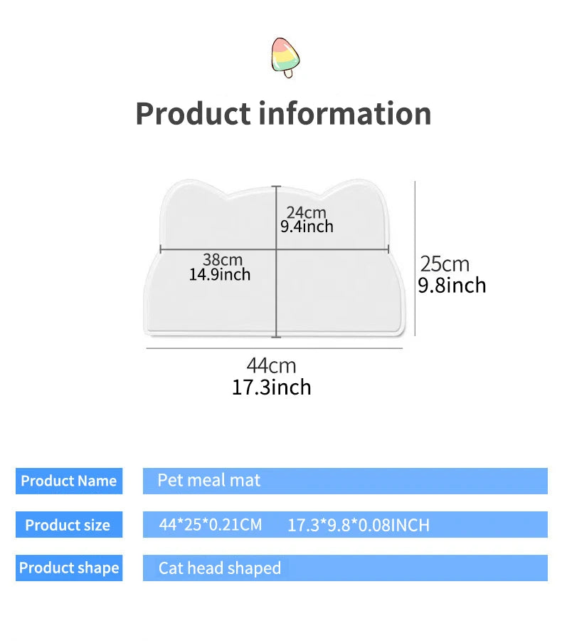 1pc, Pet Placemats, Cat Silicone Placemats for Feeding, Easy to Clean, Anti-Slip, Raised Edges, Suitable for Both Cats and Dogs