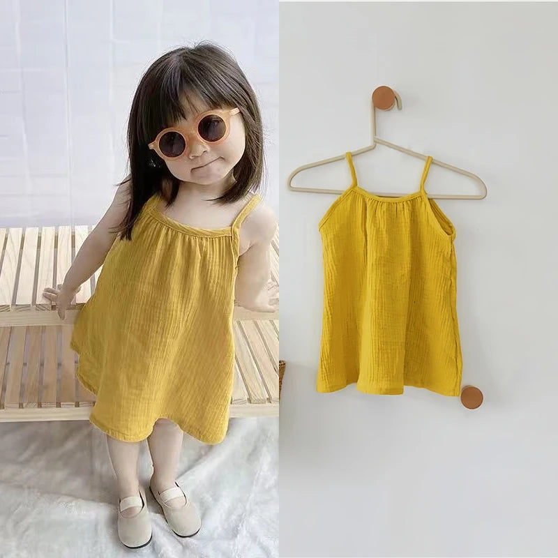 Cute Cotton Baby Dresses One-piece Summer Beach Sundress Muslin Dress for Girls Christening Carnival Costume Baby Newborn Items