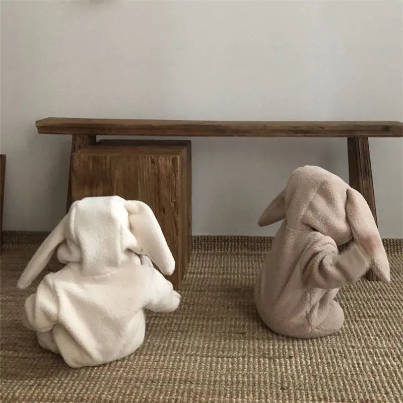 Winter Plush Warm Baby Romper With Bunny Ear Cute Toddler Baby Bodysuits One-Pieces Jumpsuit For Girls Boys Baby Clothing