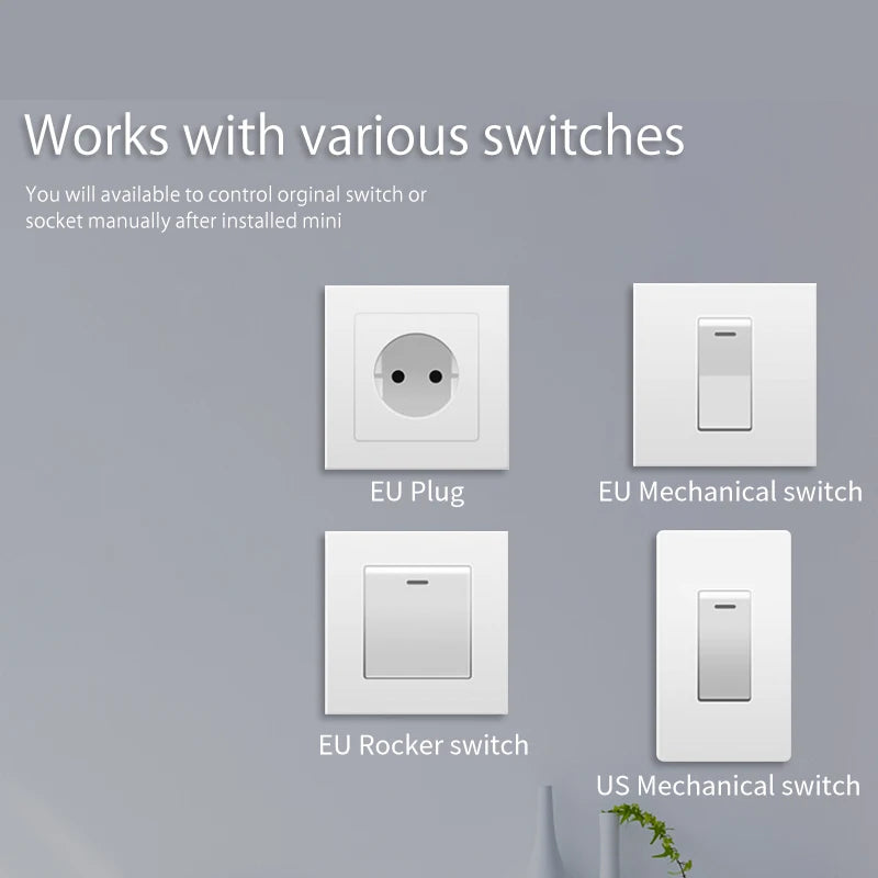 Wifi Mini Smart Switch 16A DIY Light Switches Wireless Smart Home with Tuya Smart Life EweLink Homekit Alexa Alice Google Home