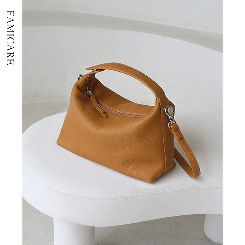 2024 New Women's Bag Female Luxury Soft Genuine Leather Handbag Lady Fashion Daily Casual Shoulder Bag Girls Crossbody Messenger