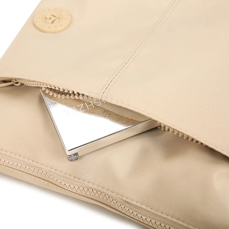 Women Crossbody Bag Multi-Pocket Organizer Lightweight Nylon Wide Strap Messenger Purse Commute Travel Outdoor Solid Minimalist