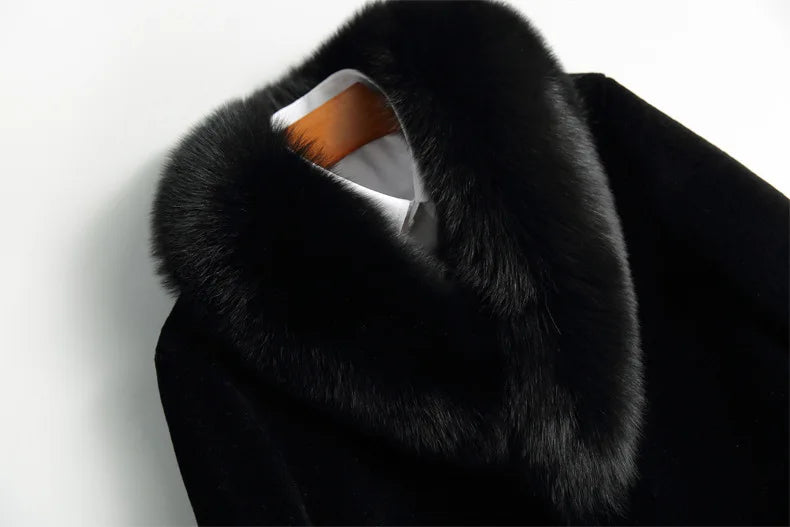 2024  Men's Imitation Fur Liner Winter Warm New Fur One-piece Coat Imitation Mink Fleece Mid-length Fur Coat  Men Jacket