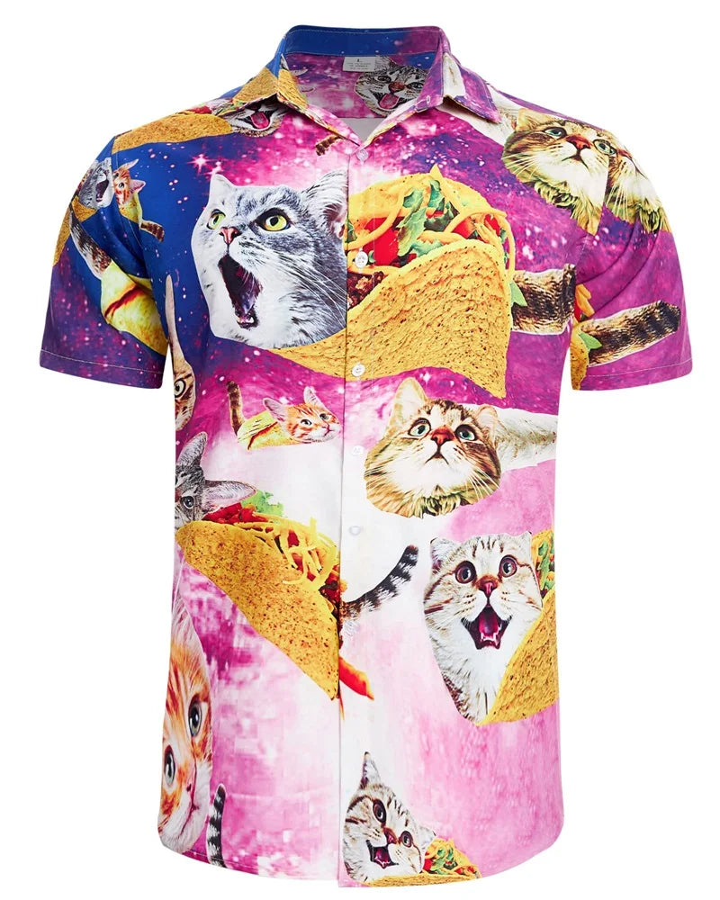 Men's Hawaiian Beach Shirt 3D Print Animal Funny Tee Top Casual Short Sleeve Button Down Holiday Aloha Shirts Streetwear