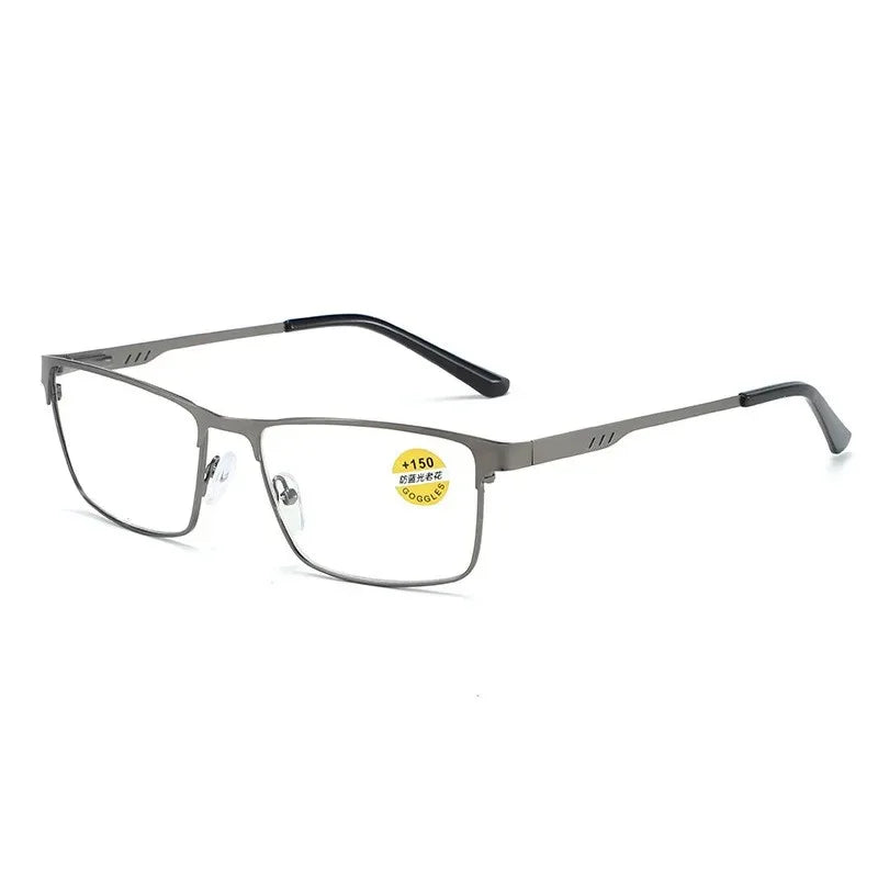 Fashion Reading Glasses For Men High Quality Blue Light BLocking Prescription Eyeglasses Frame With Spring Hinge +75+125+175+225