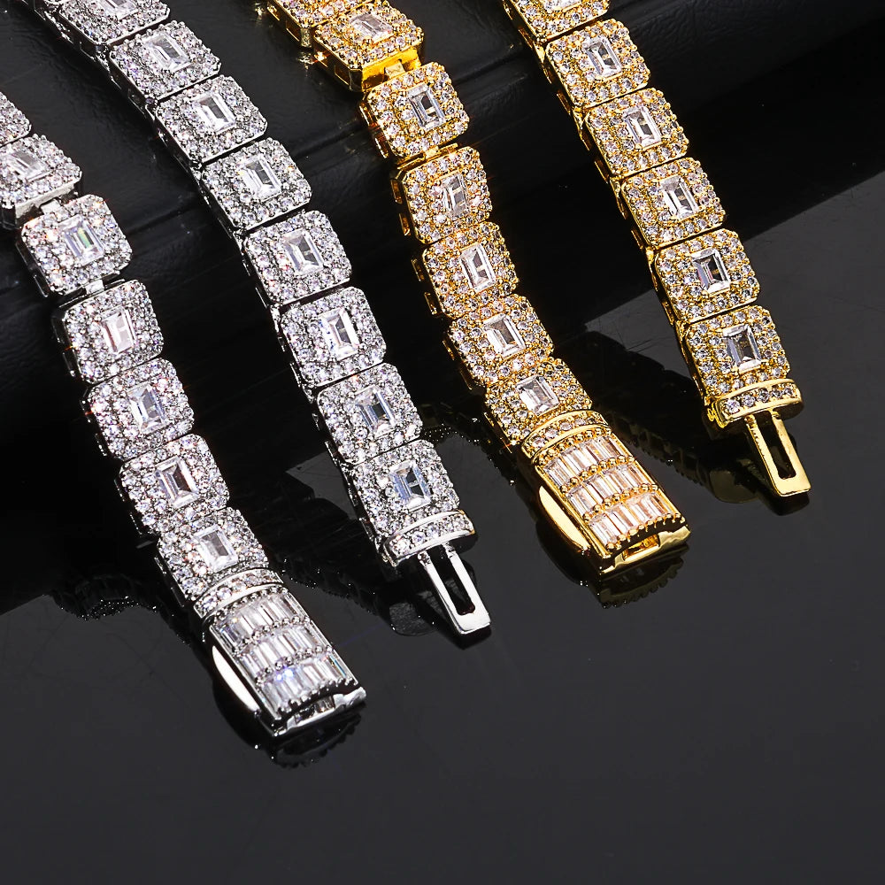 Personalized Fashion Niche Jewelry Hip Hop Cuban Rock Sugar Bracelet Sparkling Zircon 7.5mm Tennis Chain Men's Jewelry