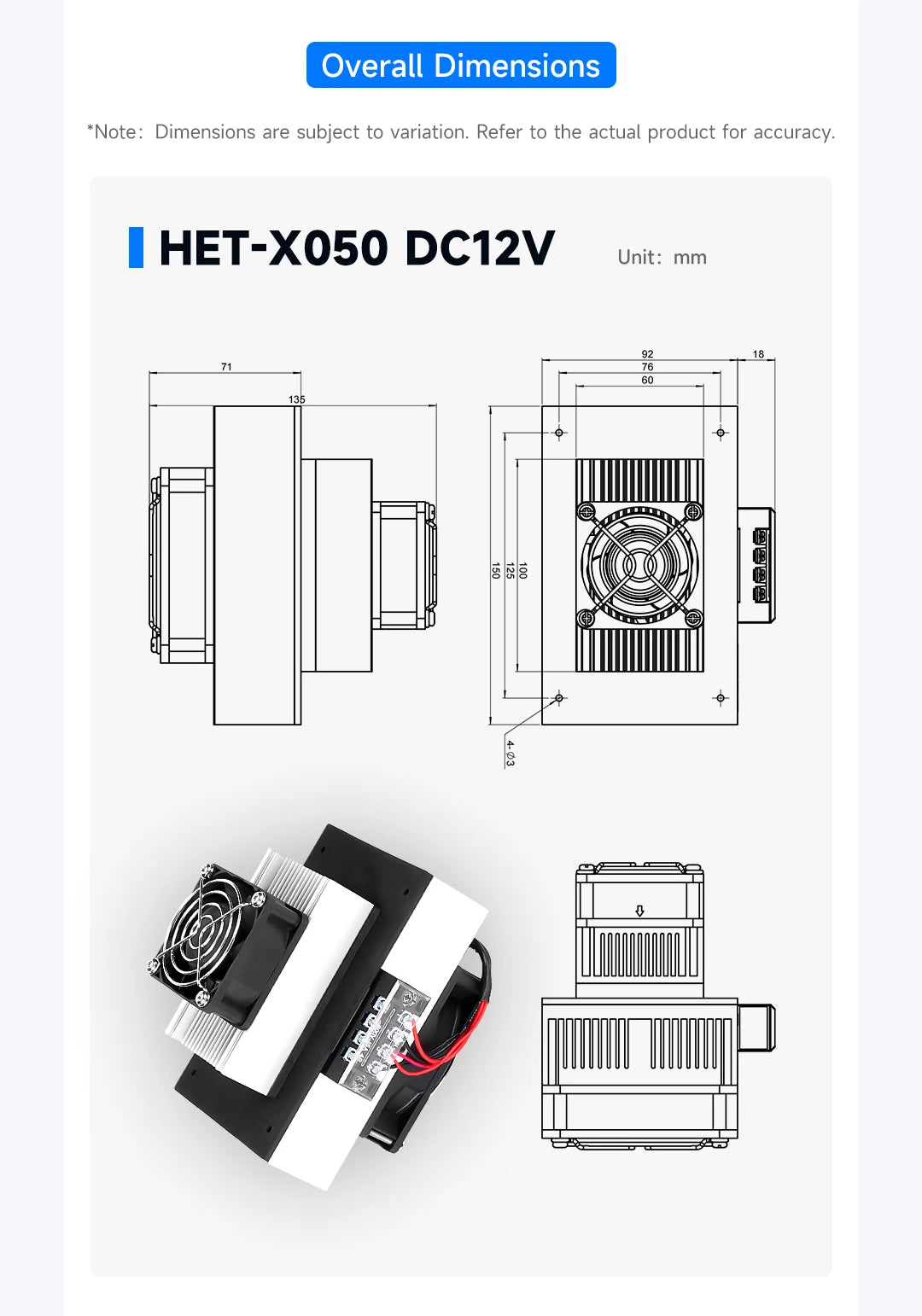 ENMG Industrial Cabinet Semiconductor Cooling System HET Kit 12V Peltier Cooling Module with Fan Heatsink & Electronic AC Green.