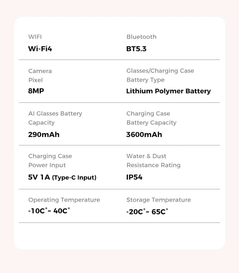 AI Smart Glasses M02Ultra with Charging Case - 800MP Camera, Object Recognition, Translation, WiFi, Navigation, Recording