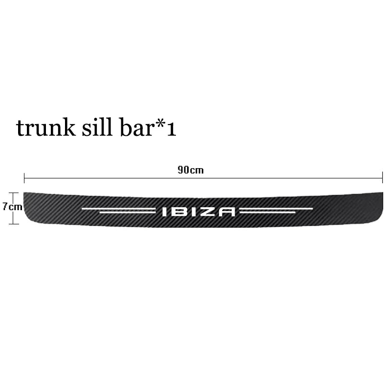 Carbon Fiber Car Door Threshold Sill Protector Trunk Stickers For Seat IBIZA Car Accessories