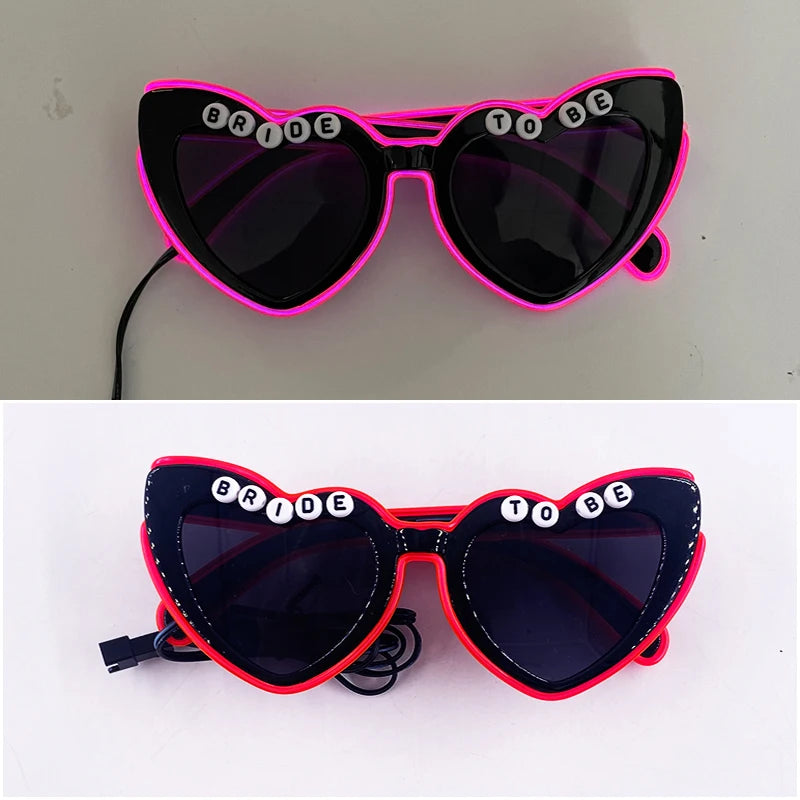 LED Just Married Glasses Wedding Bride To Be Surprise Gift Couple Glasses Souvenirs Glowing Heart Glasses Married Sunglasses