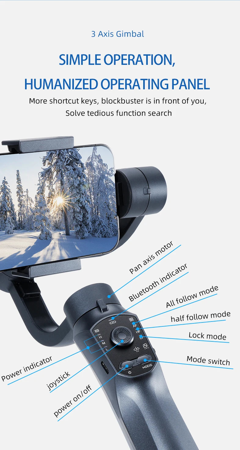 F10 Pro handheld 3-axis Mobile gimbal handy stabilizer for cell phone holder real-time tracking stabilizzatore smartphone Selfie
