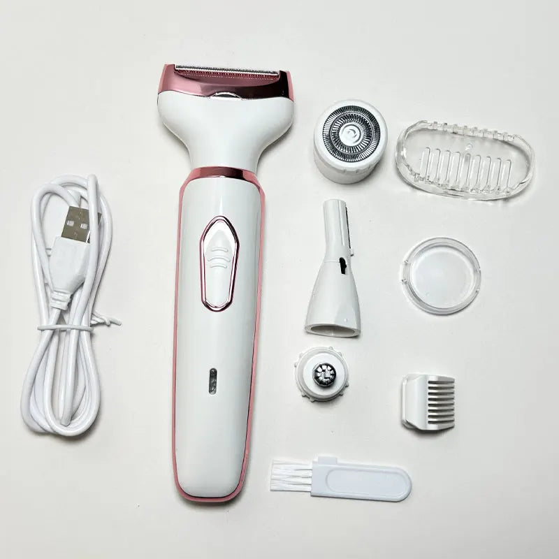4 in 1 Electric Razor for Women Shaver Lady Shaver Body Hair Trimmer for Armpit Bikini Arm Leg Face Mustache Portable Painless
