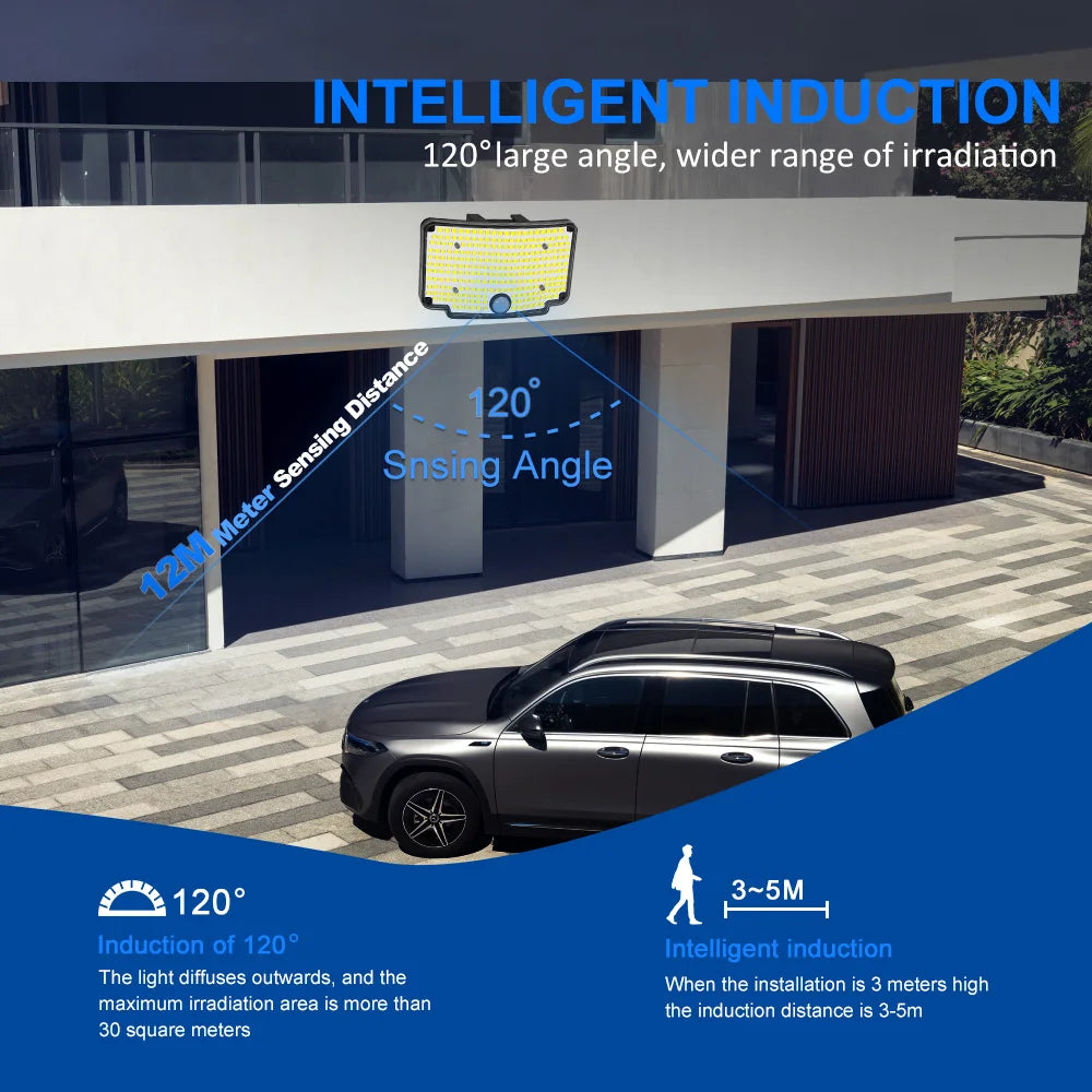 254/243LED Outdoor Solar Lights Garden Solar Powered Security Light Flood Light Motion Sensor 3 Mode Waterproof Garden Shed Yard