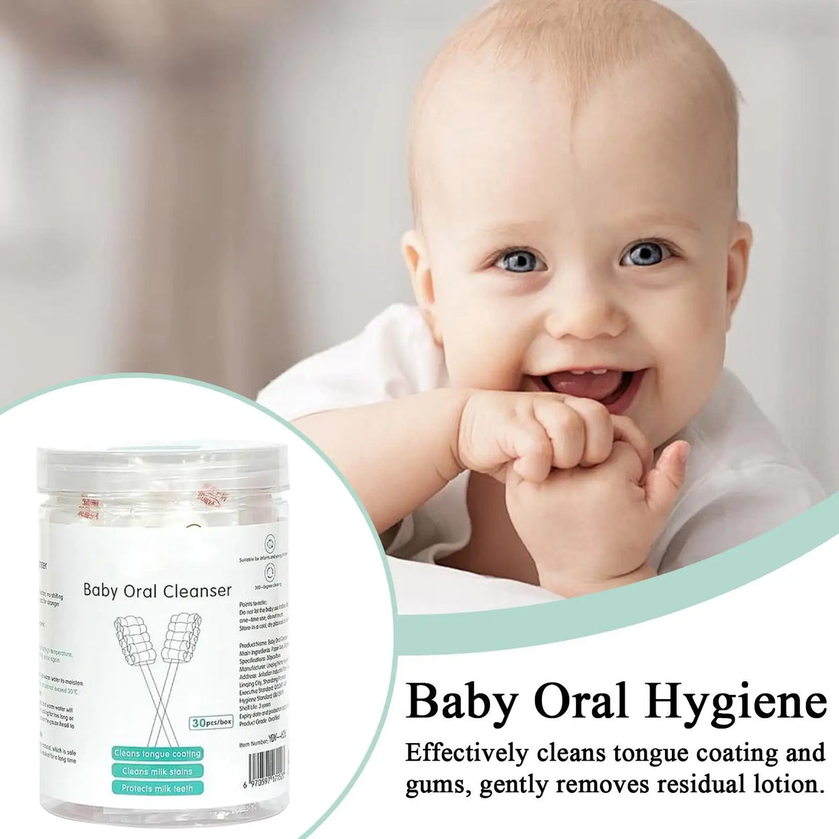 30-Count Baby Tongue Cleaner Gauze Toothbrush Infant Gum Wipes Mouth Care Stick Toddler Teething Teeth Hygiene Home Grooming