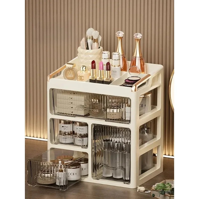 High End Makeup Storage Box - 3-Layer Minimalist Lipstick Drawer Cabinet Organizer