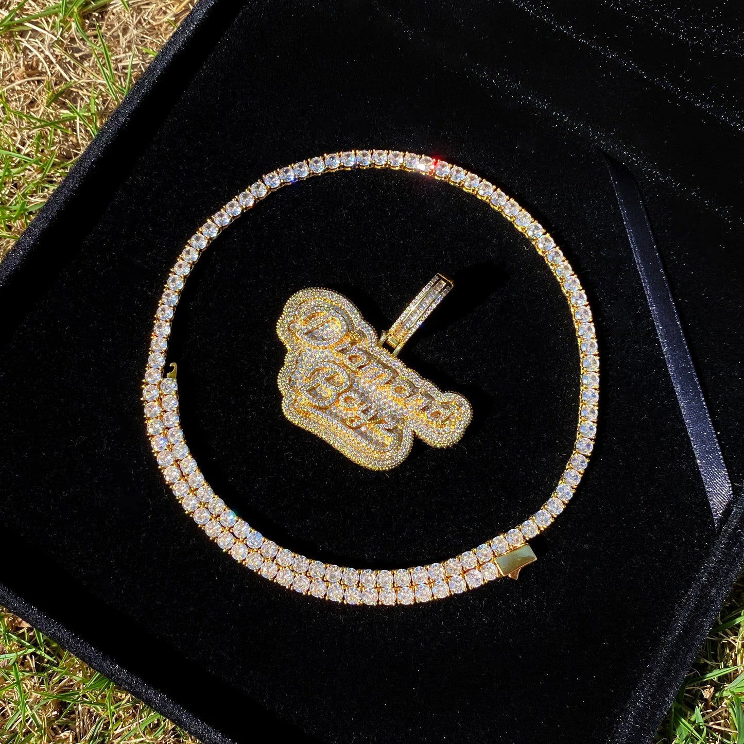 Aokaishen Iced Out Diamond Boyz Necklace Pendant for Men Real Gold Plated Cubic Zirconia Hip Hop Jewelry