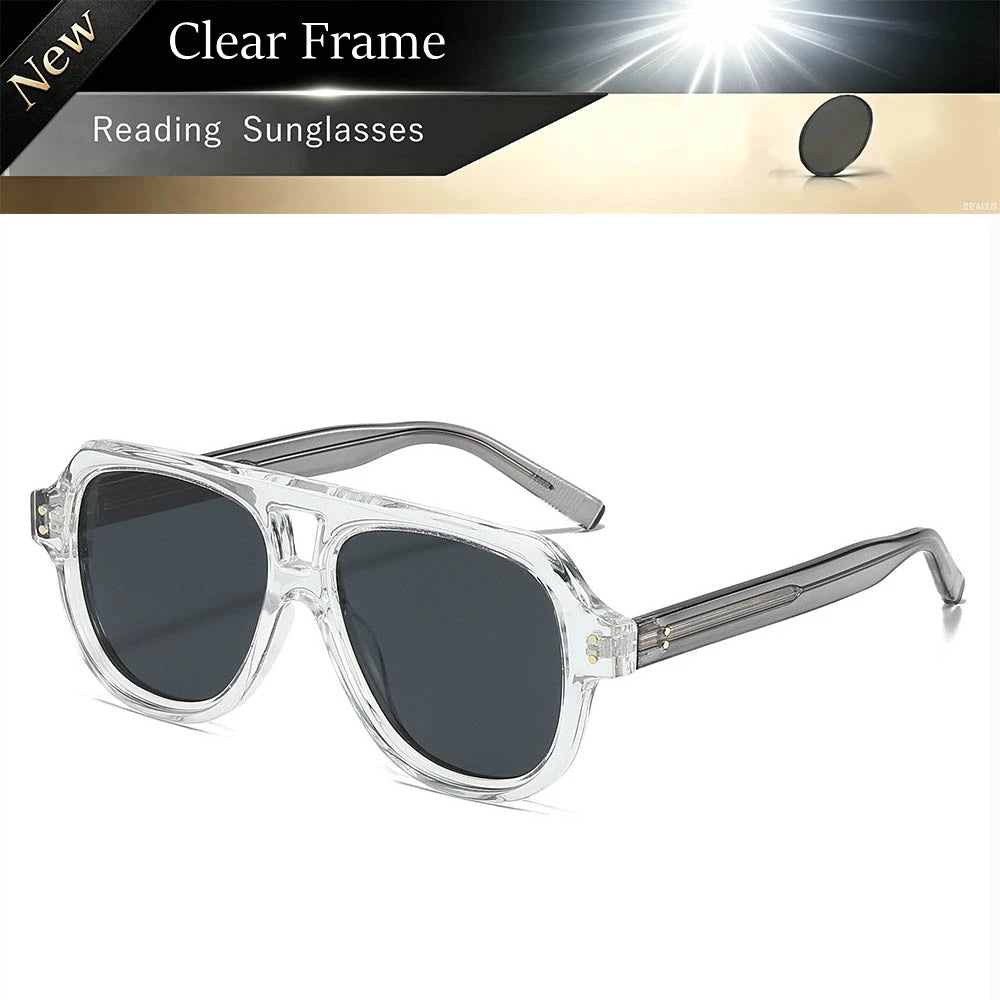 Pilot Dual Bridge Photochromic Reading Glasses Men Women Trendy Designer Prescription Optical Eyewear Customized Sunshade Lenses