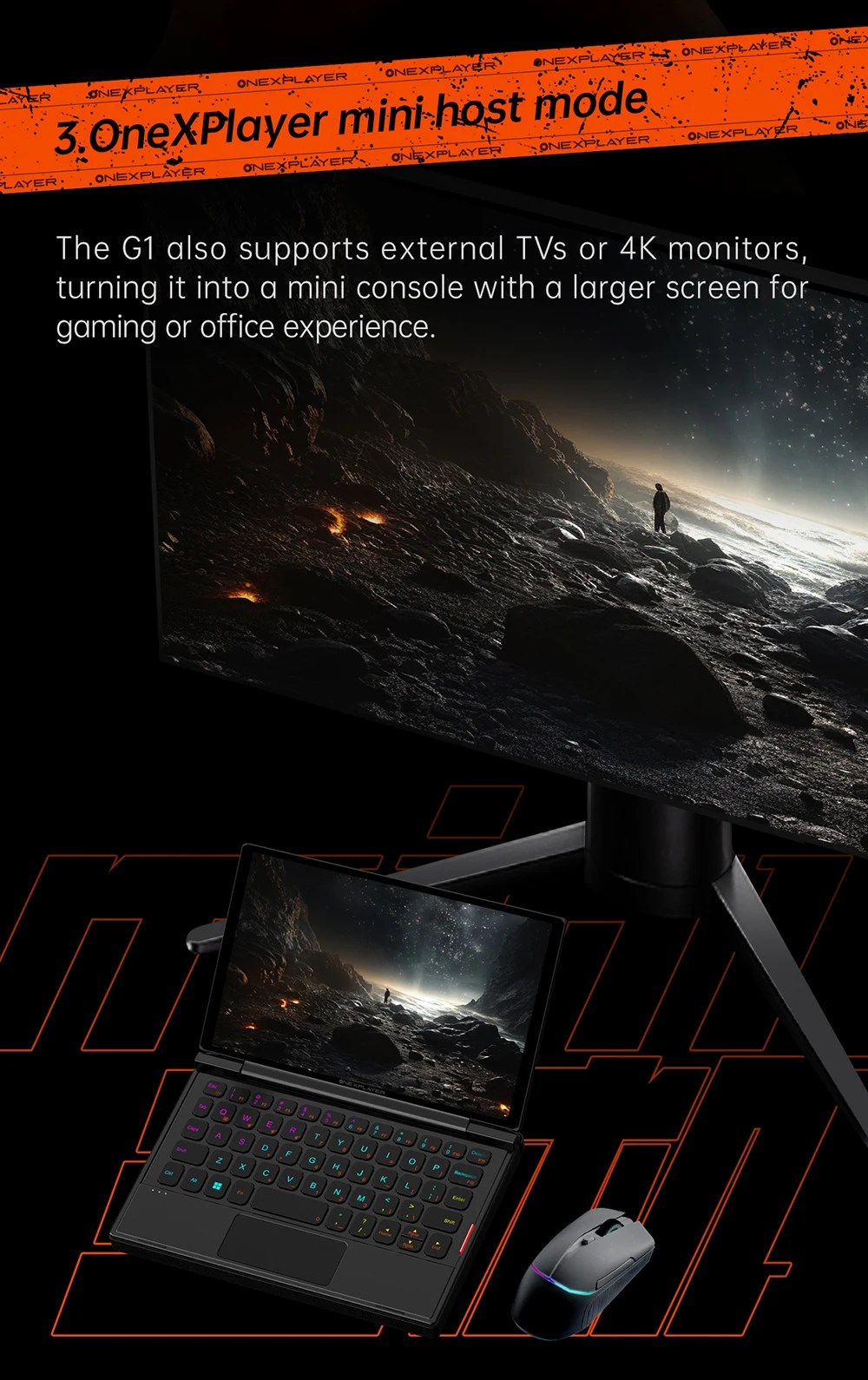 OneXPlayer G1 Gaming Laptop AMD Ryzen AI 9 HX 370 &amp; Intel Core Ultra 7 255H Portable 8.8 Inch 144Hz Dual-Mode Keyboard Computer