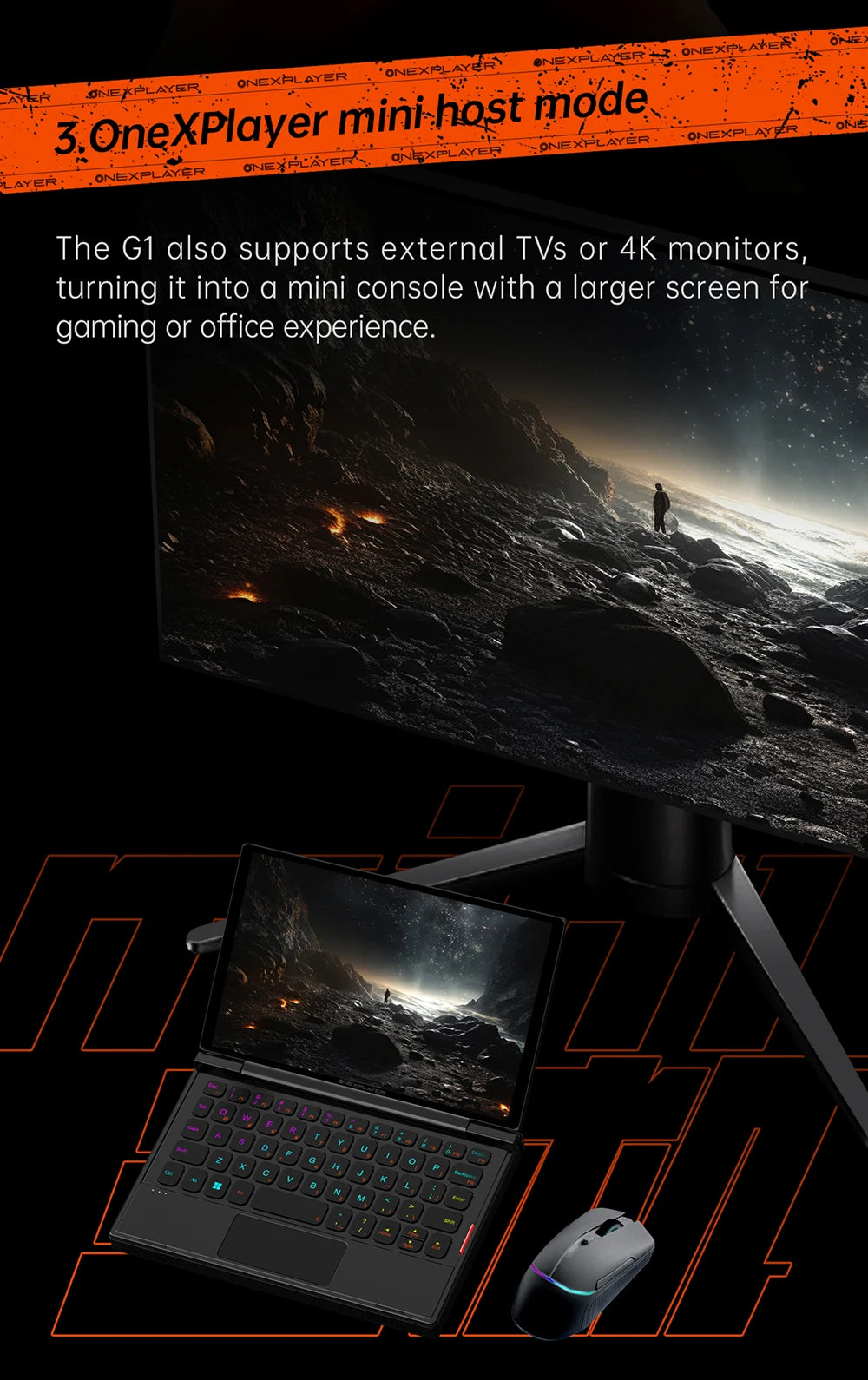 OneXPlayer G1 Gaming Laptop AMD Ryzen AI 9 HX 370 & Intel Core Ultra 7 255H Portable 8.8 Inch 144Hz Dual-Mode Keyboard Computer