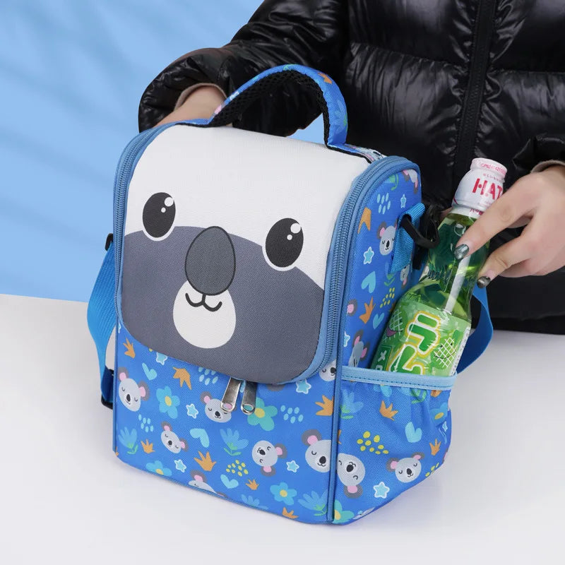 Children's Cartoon Portable Square Lunch Bag Ice Bag Student Insulation Meal Bag Traveing Outdoor Picnics Single Shouder Bag