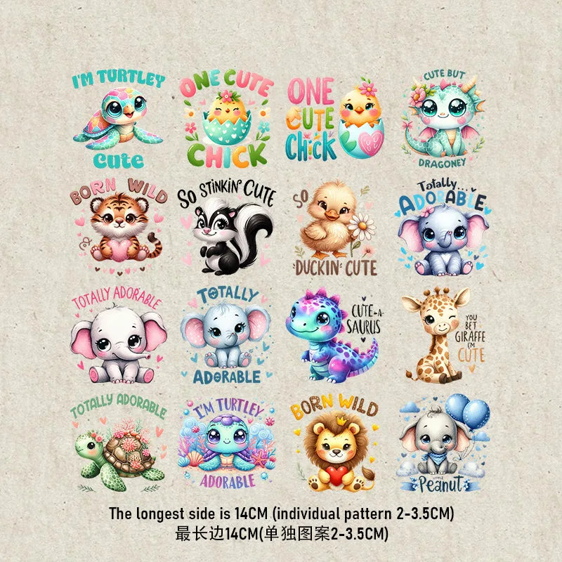 Beetle Dinosaur Rainbow Flower heat transfer iron on printing vinyl stickers T-shirt stickers DIY Toy doll clothing decoration