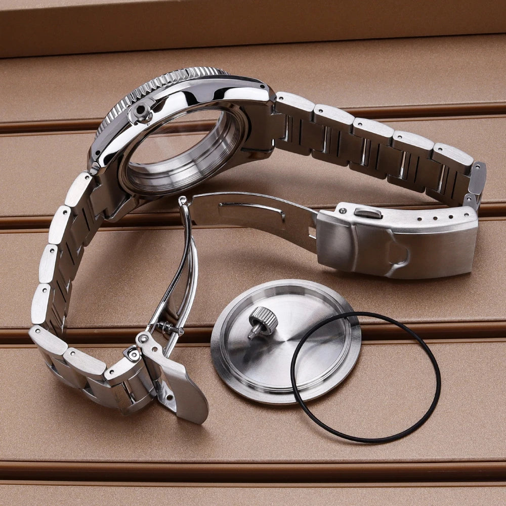 Diver NH35 42mm Watch Case Sapphire Glass Solid Bottom Cover For SPB185J1/187J1 NH34 NH35 NH36/38 Movement Stainless Steel Strap