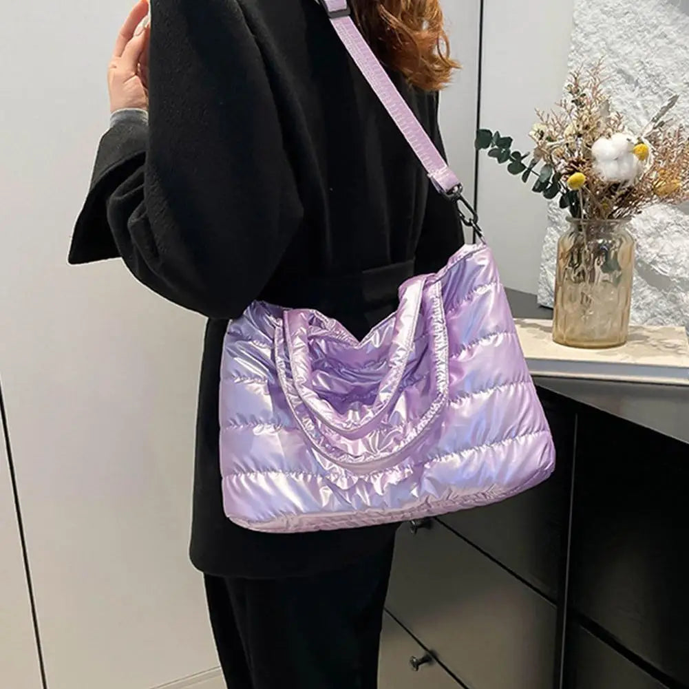 Large Tote Padded Handbags Designer Quilted Women Shoulder Bags Luxury Nylon Down Cotton Crossbody Bag Winter Tote Big