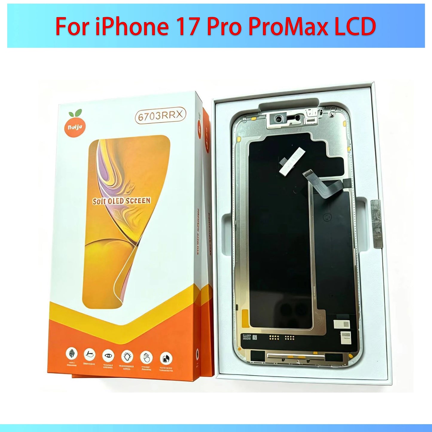 High Quality 120HZ RJ Soft OLED For iPhone 17 Pro Max 17PM LCD Display 3D Touch LCD Screen Digitizer RJ  Assembly Replacement