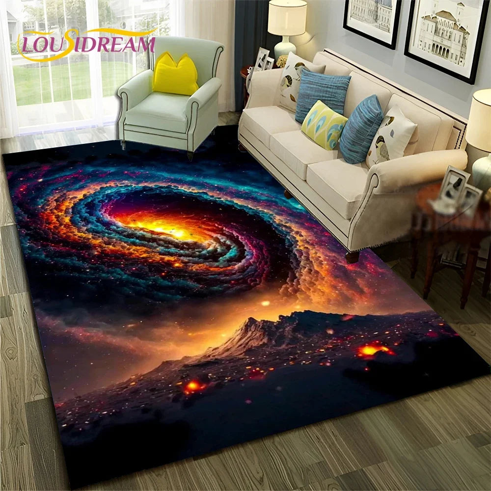 Galaxy Planet Star 3D Universe Space Carpet Rug for Home Living Room Bedroom Sofa Doormat Decor,Kid Area Rug Non-slip Floor Mat