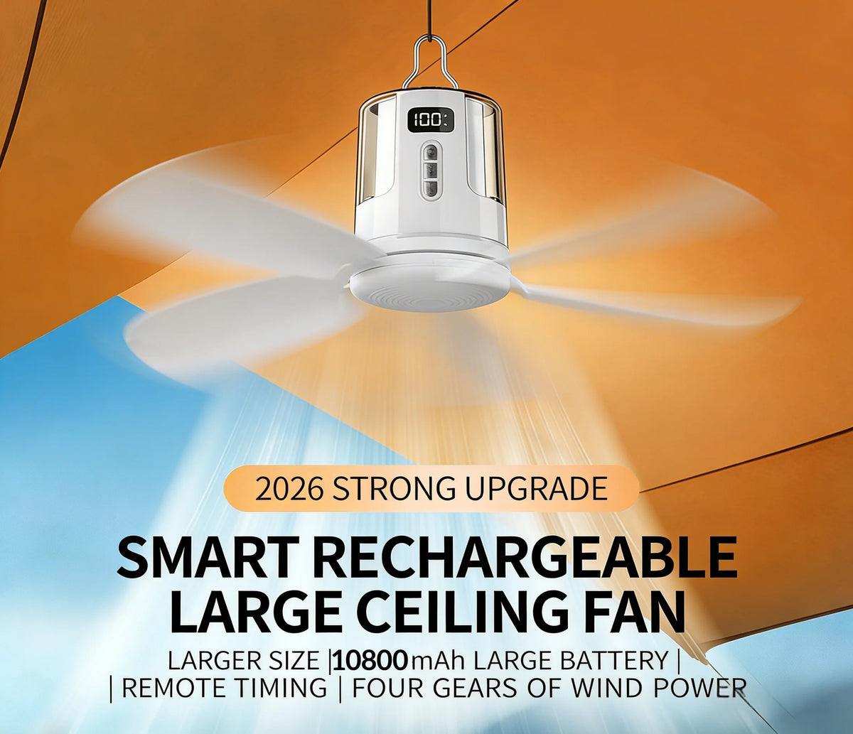 10800mAh Ceiling Fans Portable Camping Fan Tent Air Circulator Cooler Outdoor Rechargeable Electric Fan LED Light Remote Control