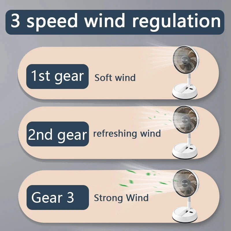 Remote control telescopic folding desktop vertical electric fan 5400mAh silent timed left and right rotation USB electric fan