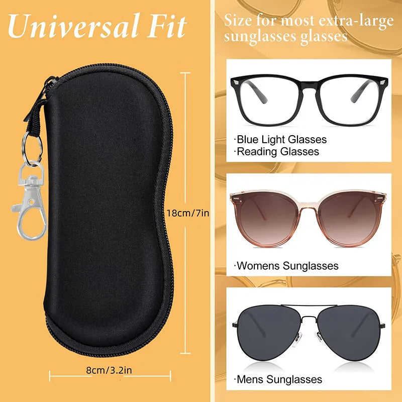 Portable Zipper Soft Glasses Case With Carabiner Sunglasses Case Zipper Eyeglass Pouch Glasses Protective Shell Bag 2 Style