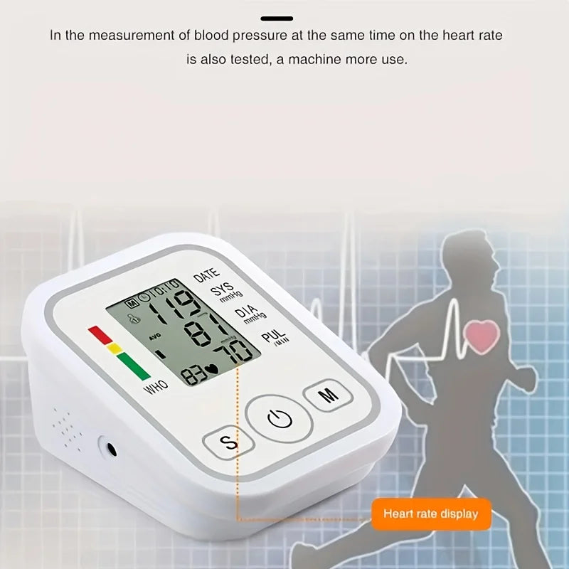 Professional Medical Blood Pressure Monitor LED Display Upper Arm Automatic Monitor BP Sphygmomanomete with Adjustable Cuff Adul