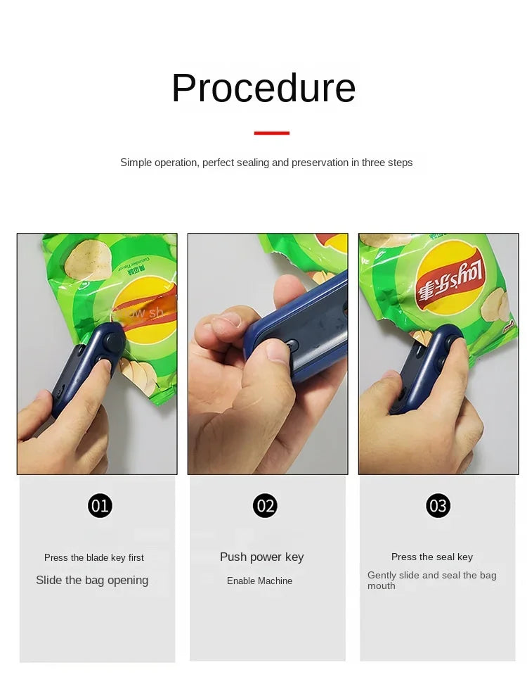 Vacuum Bag Sealing Machine Plastic Package Sealer Bags Clip Bag Handheld Sealer Food Packaging Heat Sealer For Home