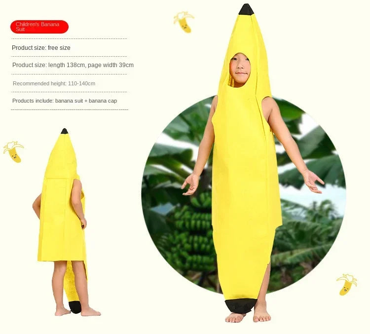 Halloween Adult Funny Cosplay Fruit Vegetable Costume Banana Carnival Dress Up Outfit Couple Party Purim Fancy Dress Stage Show