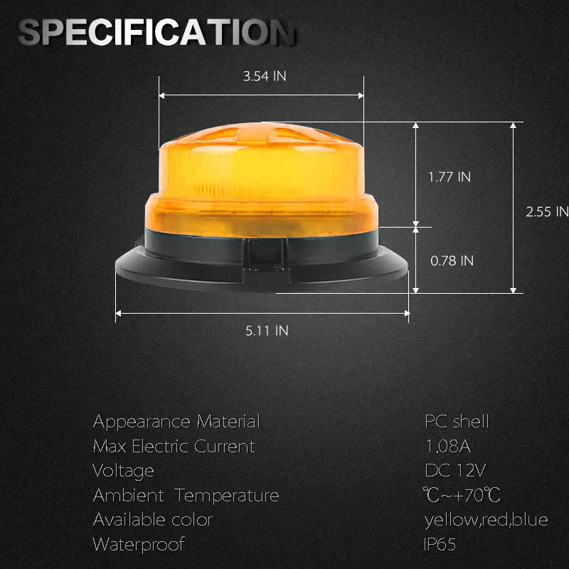 1/2pc Magnetic Flashing Yellow Emergency Lamp Safety Alert Light need AAA Battery Power for Outdoor Camping Road Safety Light