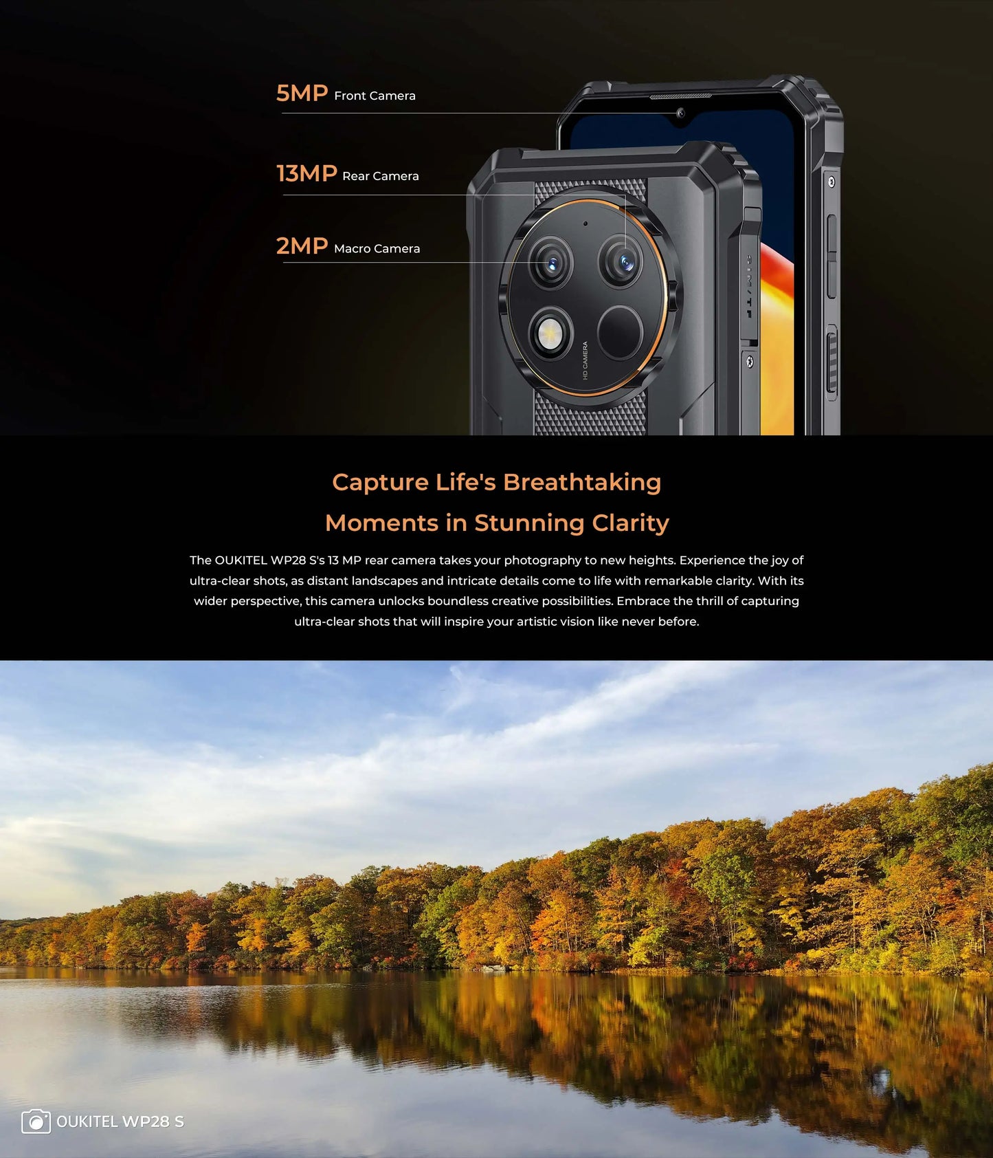 Oukitel WP28 S Rugged smartphone 6.52‘' HD 10600mAh 16GB (4+12)+128GB Android14 13MP Camera cellphone