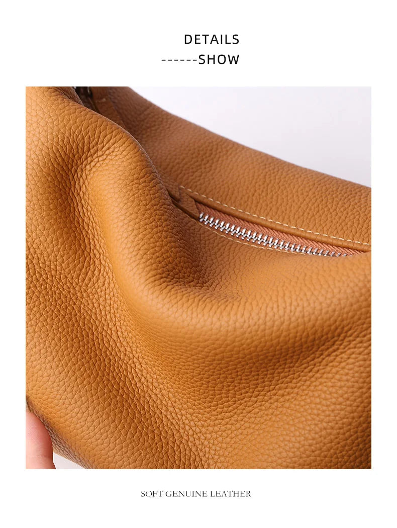 2024 New Women's Bag Female Luxury Soft Genuine Leather Handbag Lady Fashion Daily Casual Shoulder Bag Girls Crossbody Messenger