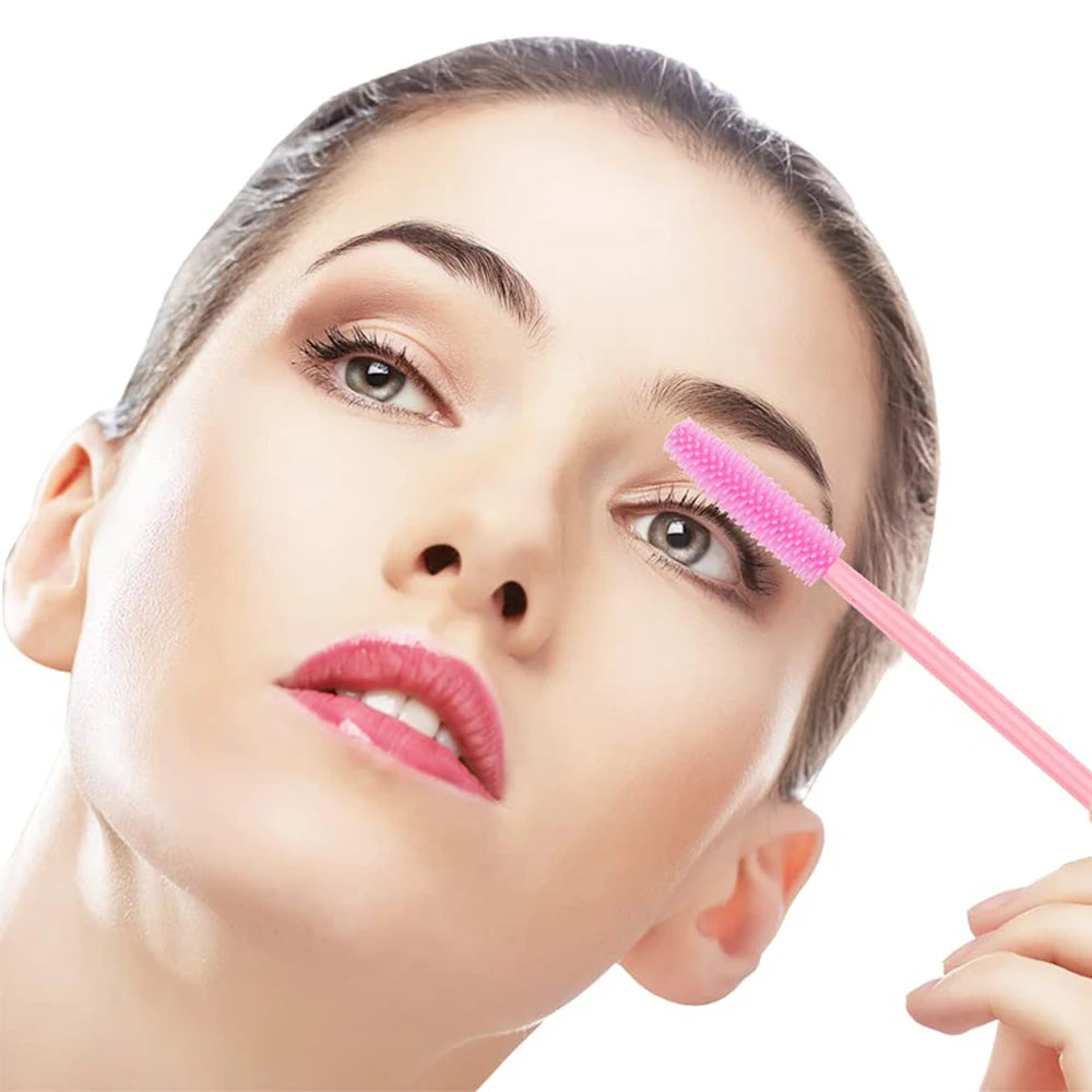 50/100PCS Eyelash Brush Silicone Eyelashes Brushes Mascara Wands Applicators Kits For Lash Extension Eyebrows Makeup Tool