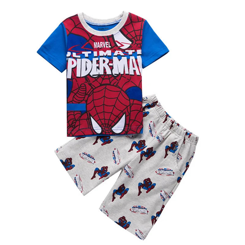 Summer Children Cotton Pajamas Cartoon Spiderman Baby Set Clothing Kids Clothes Children's Short Sleeve T Shirt Sleepwear